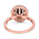 Oval Natural Stone Halo Wedding Ring