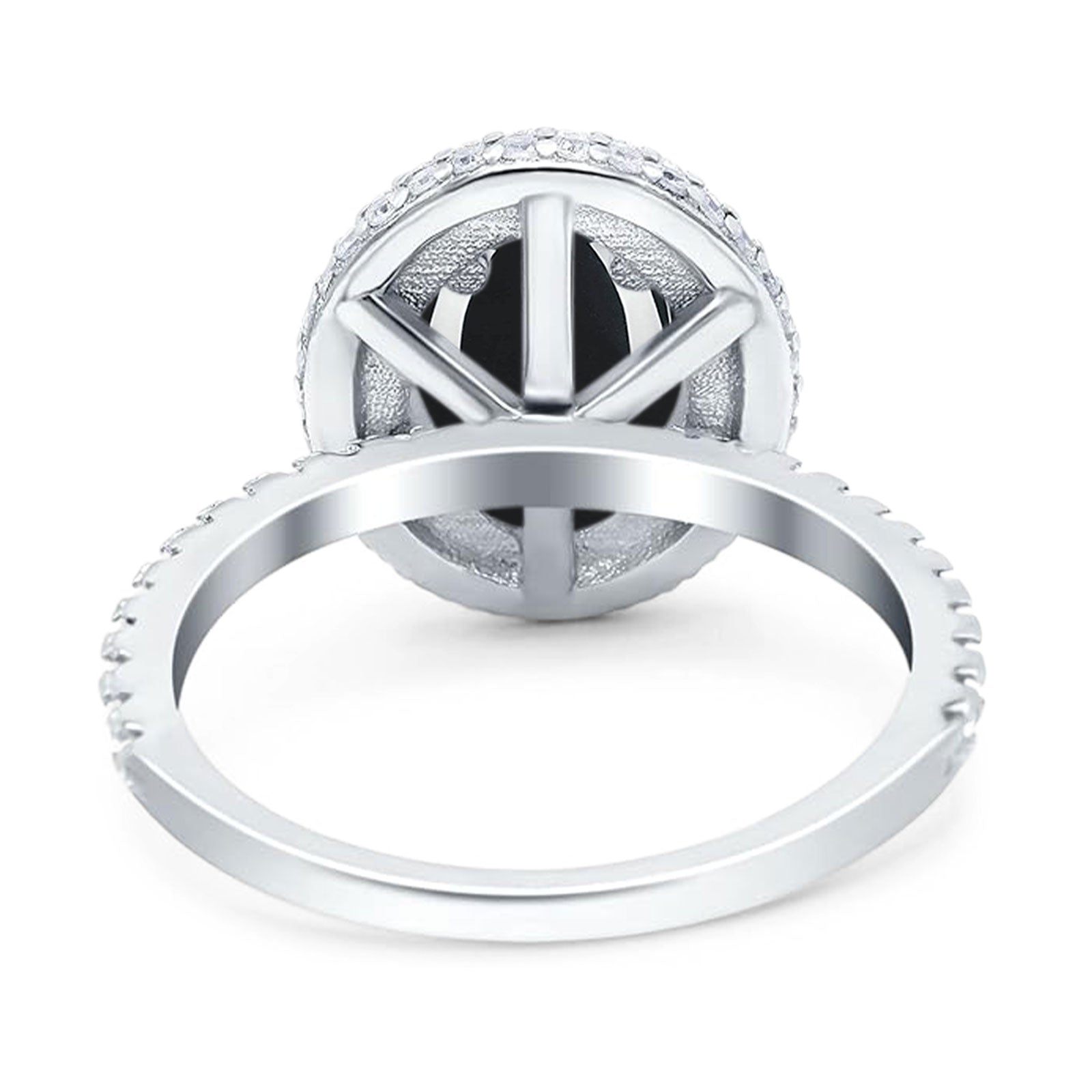 Oval Natural Stone Halo Wedding Ring