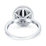 Oval Natural Stone Halo Wedding Ring