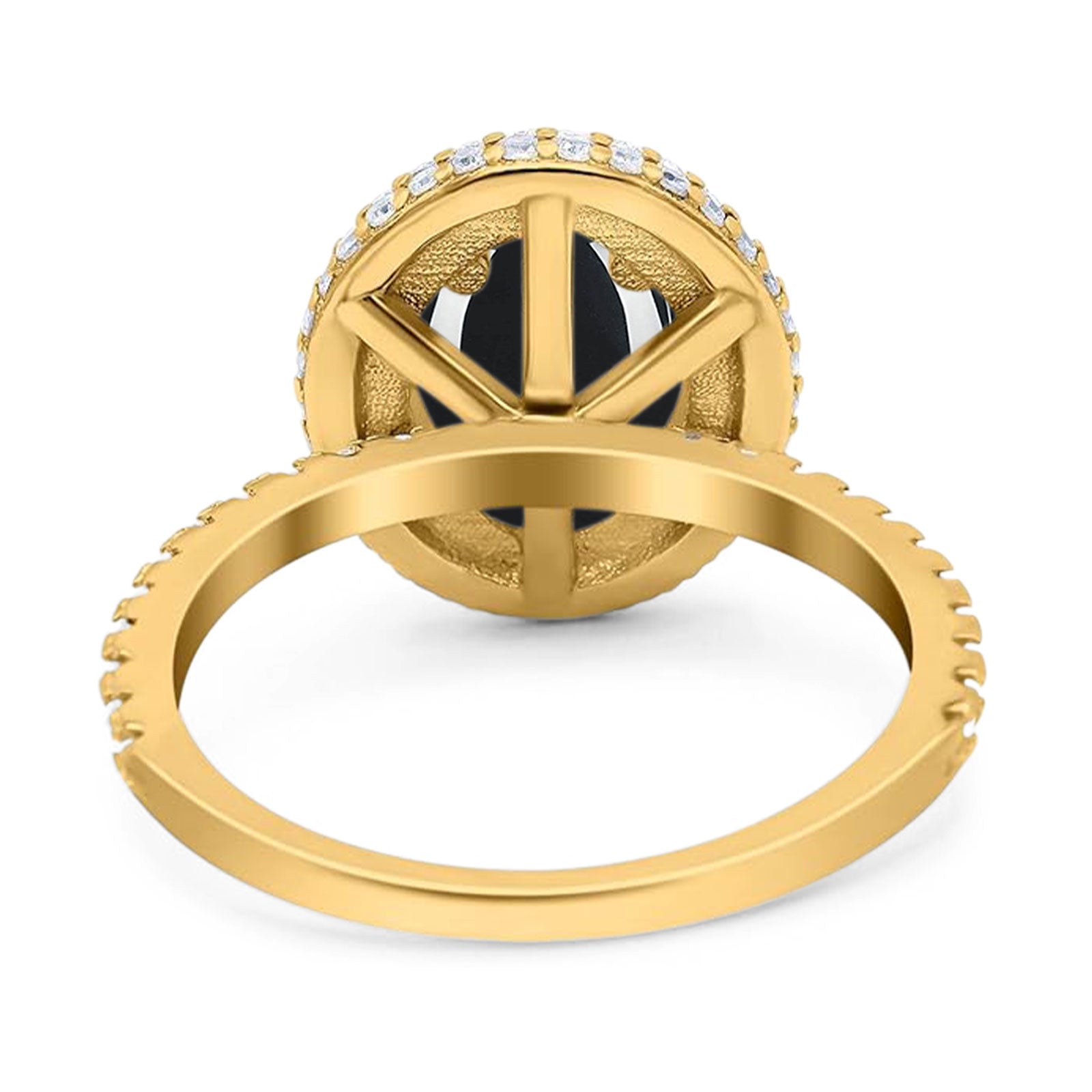 Oval Natural Stone Halo Wedding Ring