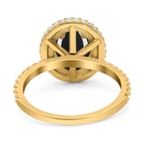 Oval Natural Stone Halo Wedding Ring