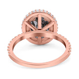 Oval Natural Stone Halo Wedding Ring