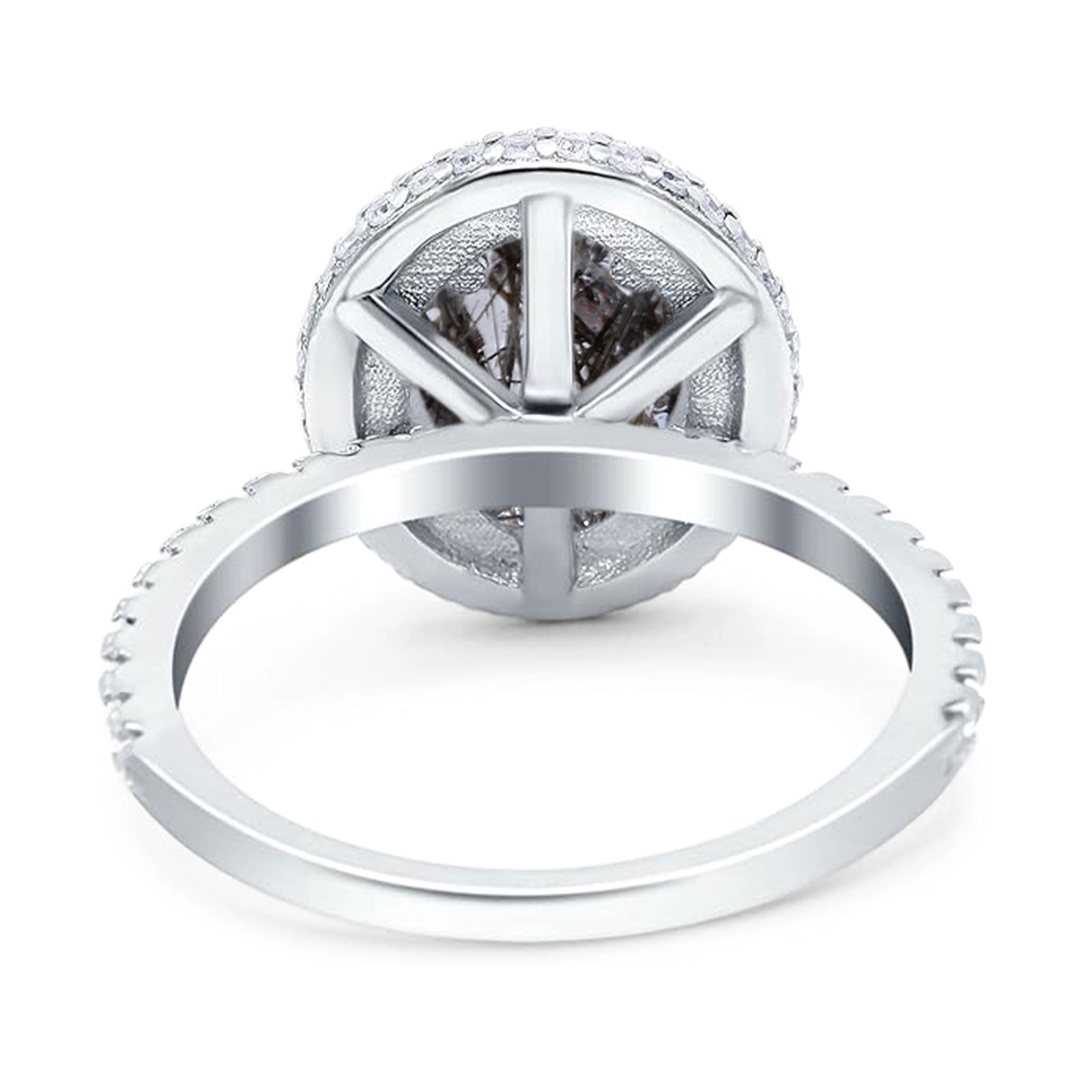 Oval Natural Stone Halo Wedding Ring
