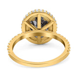 Oval Natural Stone Halo Wedding Ring