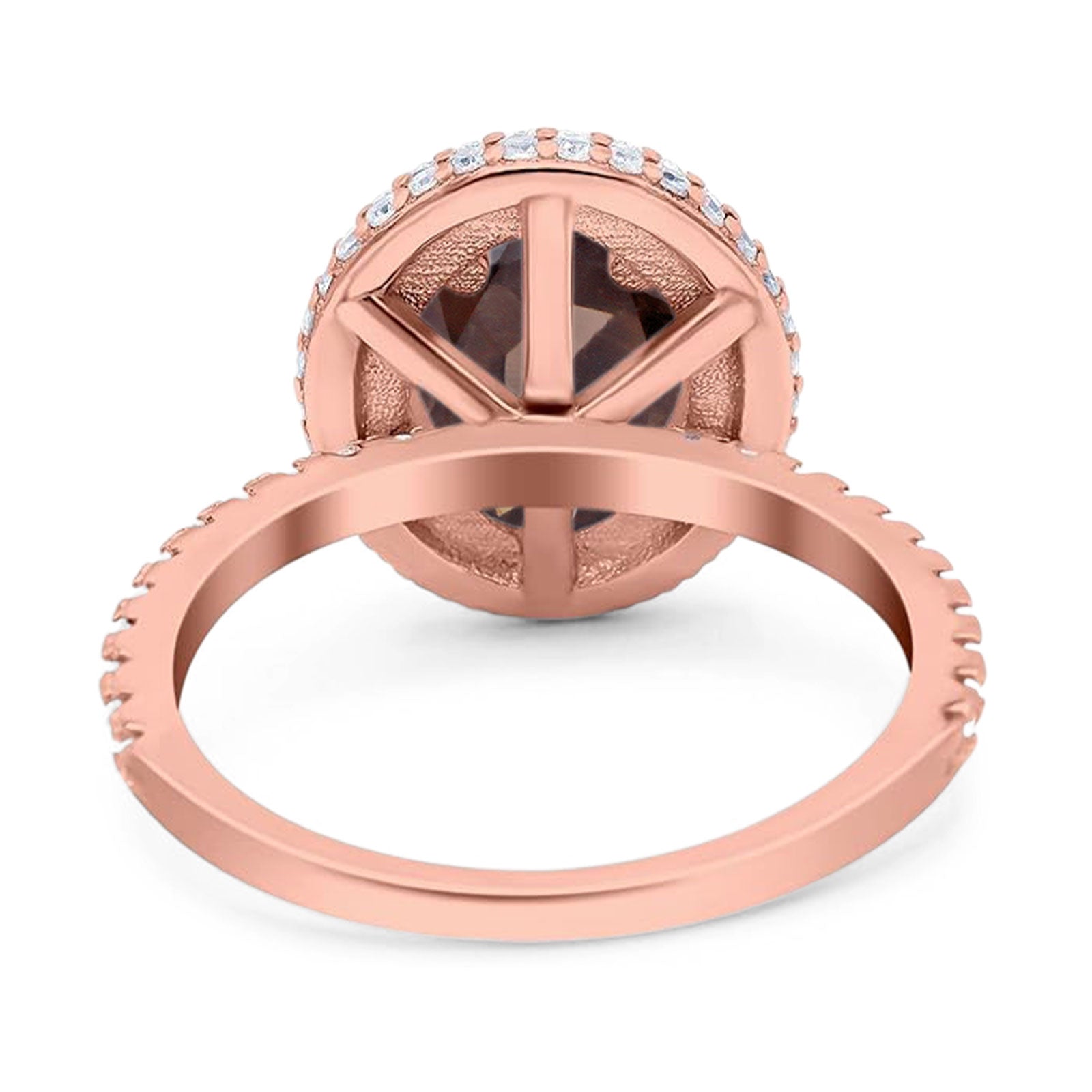 Oval Natural Stone Halo Wedding Ring