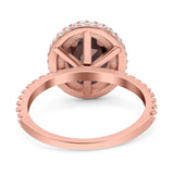Oval Natural Stone Halo Wedding Ring