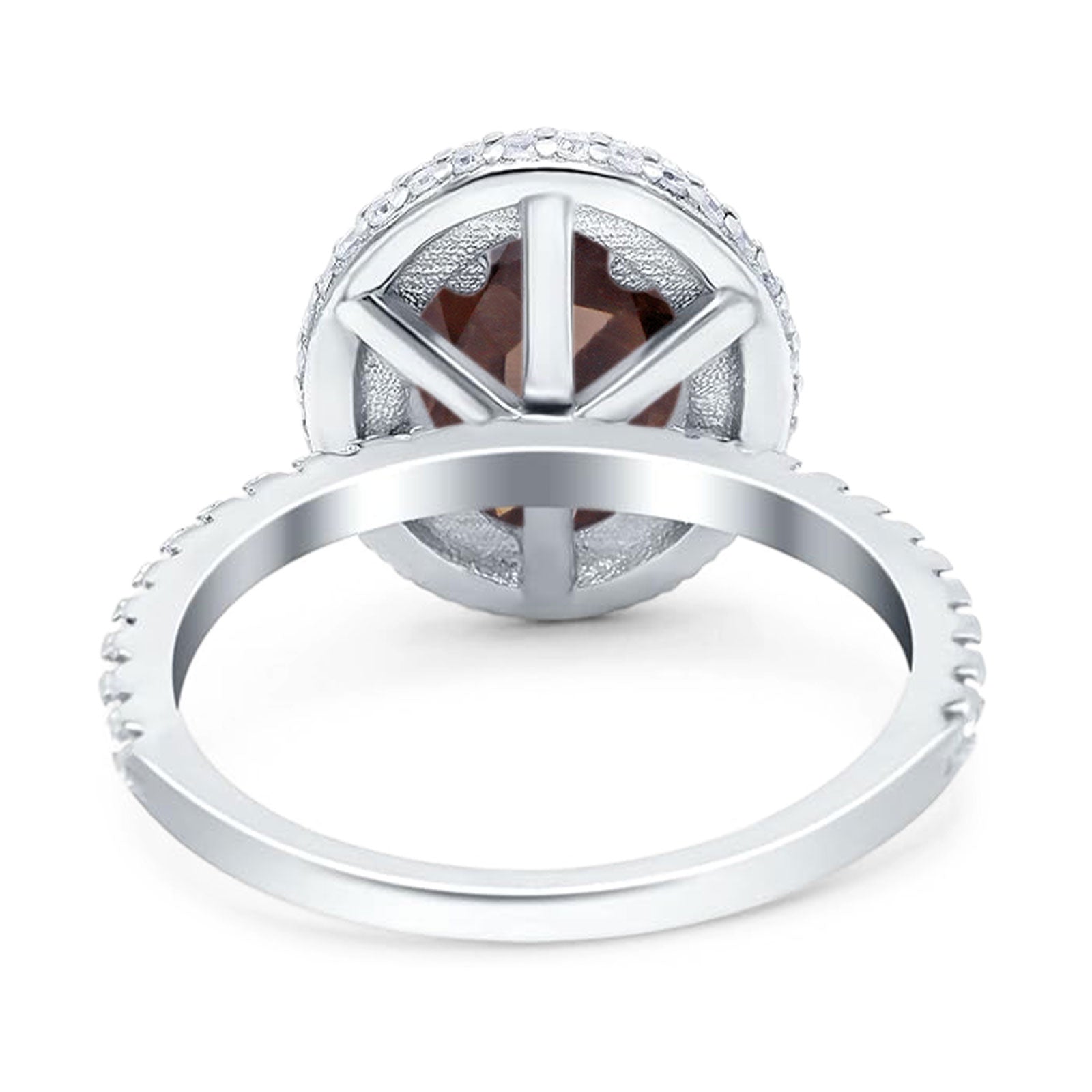 Oval Natural Stone Halo Wedding Ring