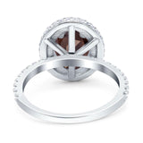 Oval Natural Stone Halo Wedding Ring