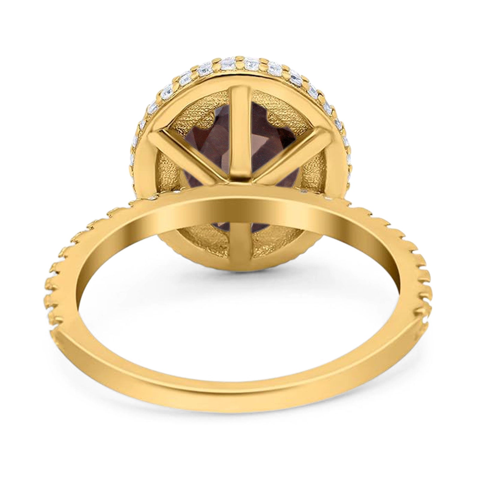 Oval Natural Stone Halo Wedding Ring