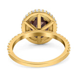 Oval Natural Stone Halo Wedding Ring