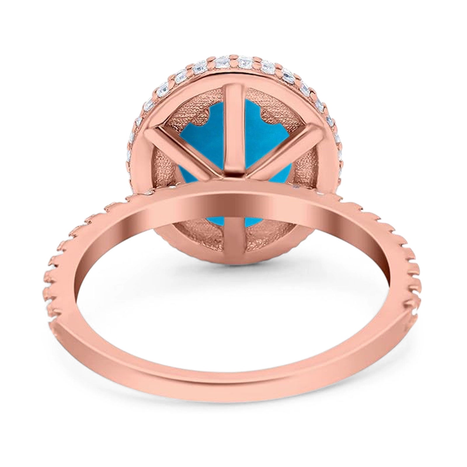 Oval Natural Stone Halo Wedding Ring