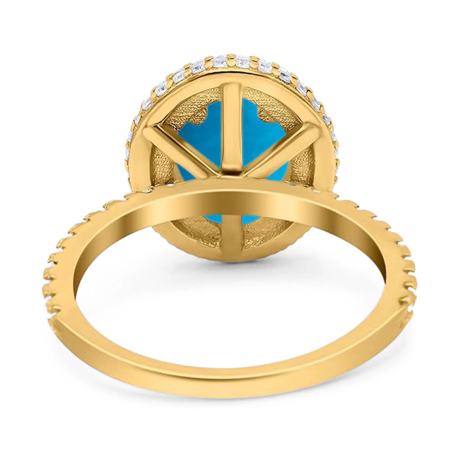Oval Natural Stone Halo Wedding Ring