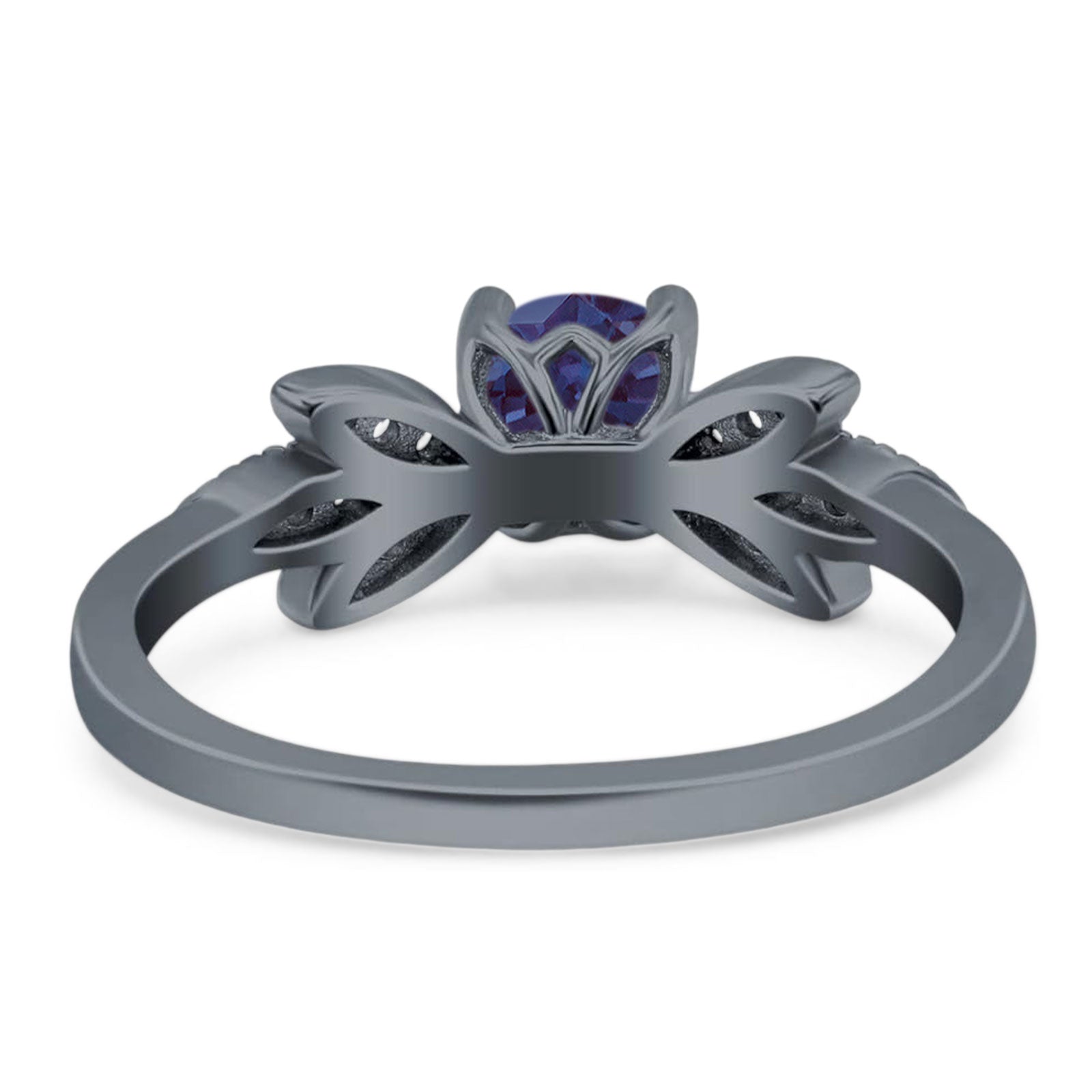 Art Deco Round Natural Stone Floral Ring