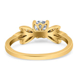 Art Deco Round Natural Stone Floral Ring