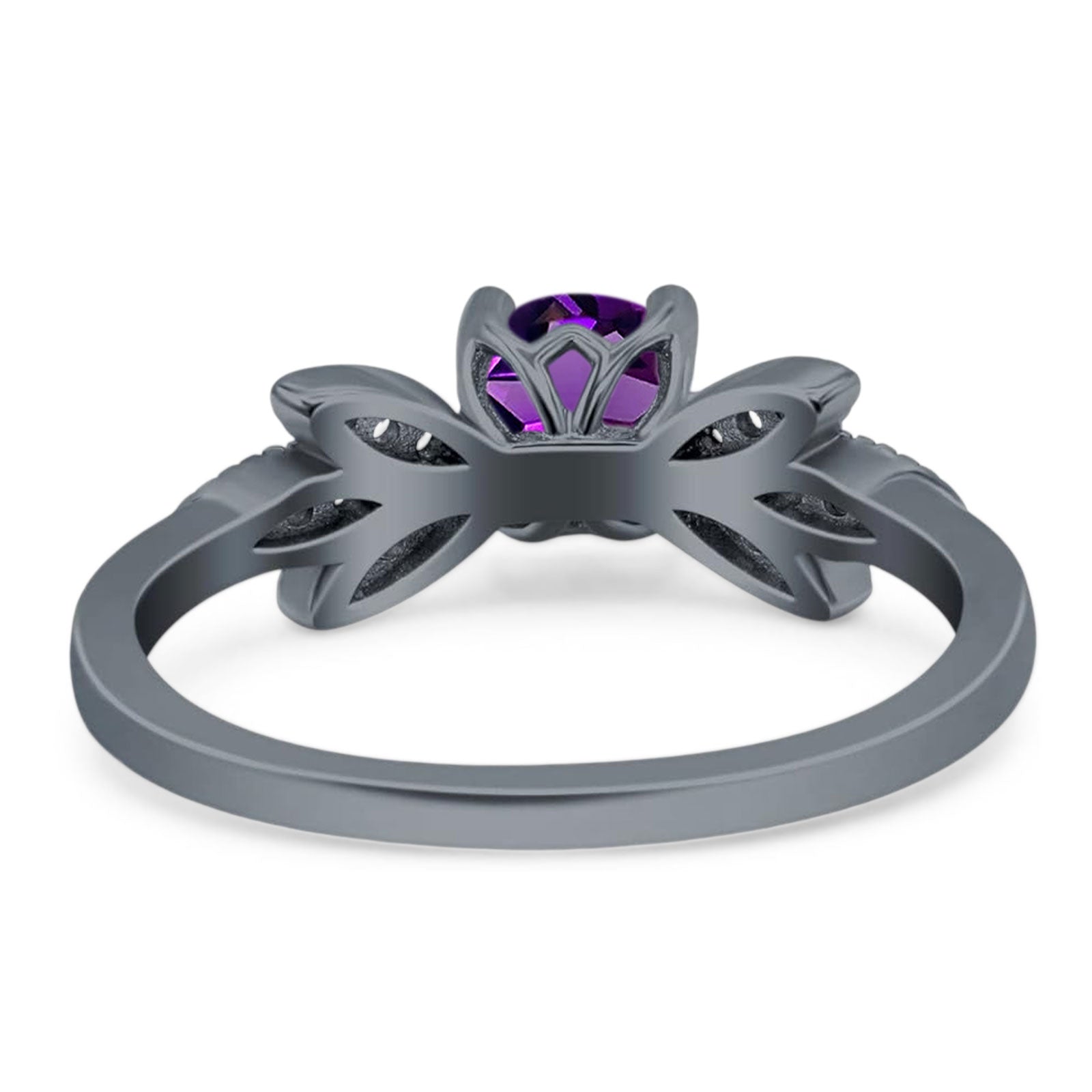 Art Deco Round Natural Stone Floral Ring