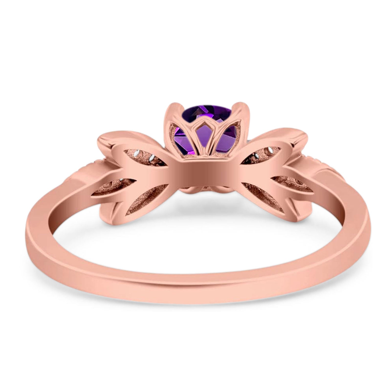 Art Deco Round Natural Stone Floral Ring