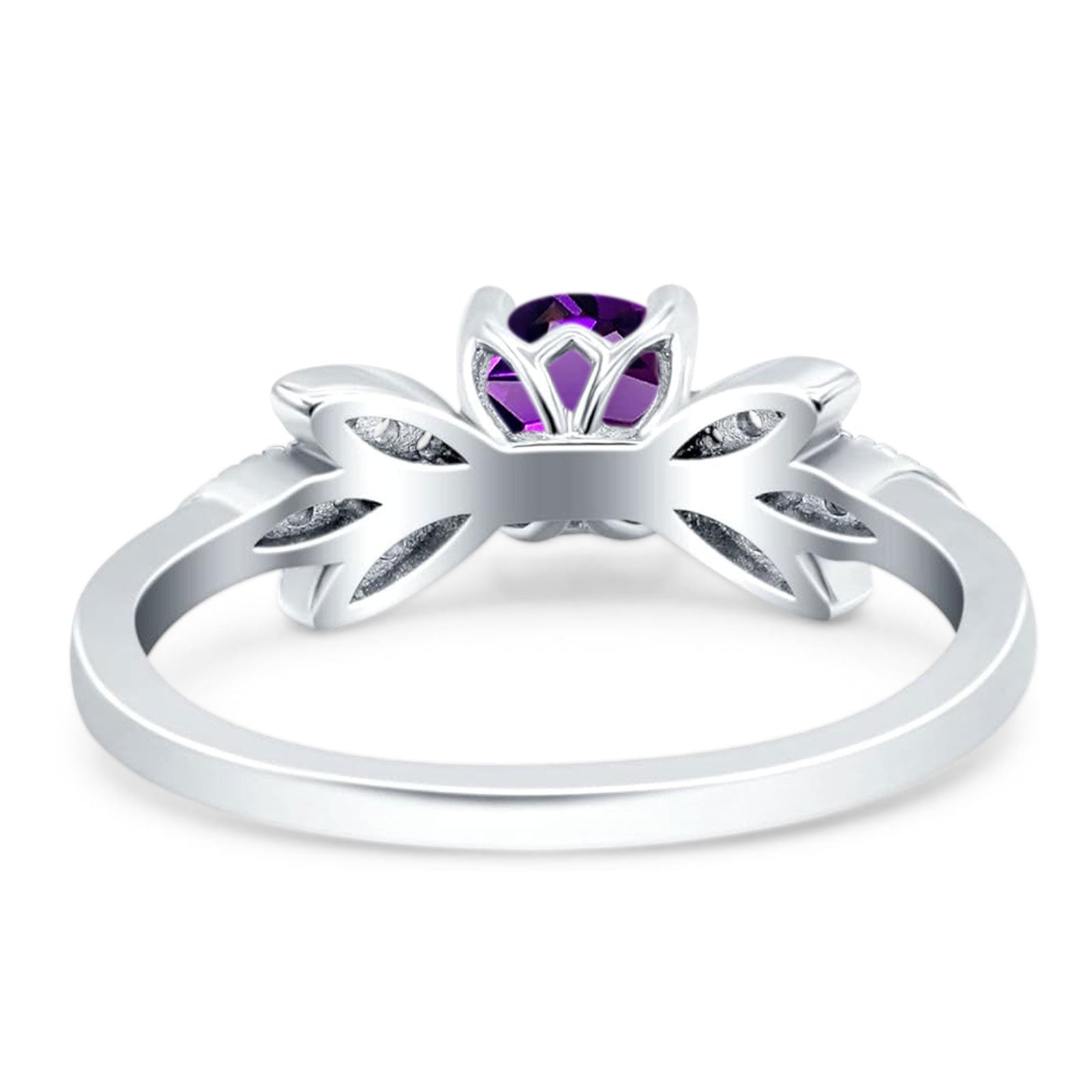 Art Deco Round Natural Stone Floral Ring