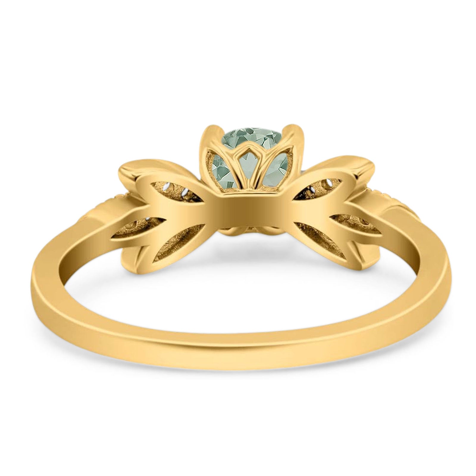 Art Deco Round Natural Stone Floral Ring