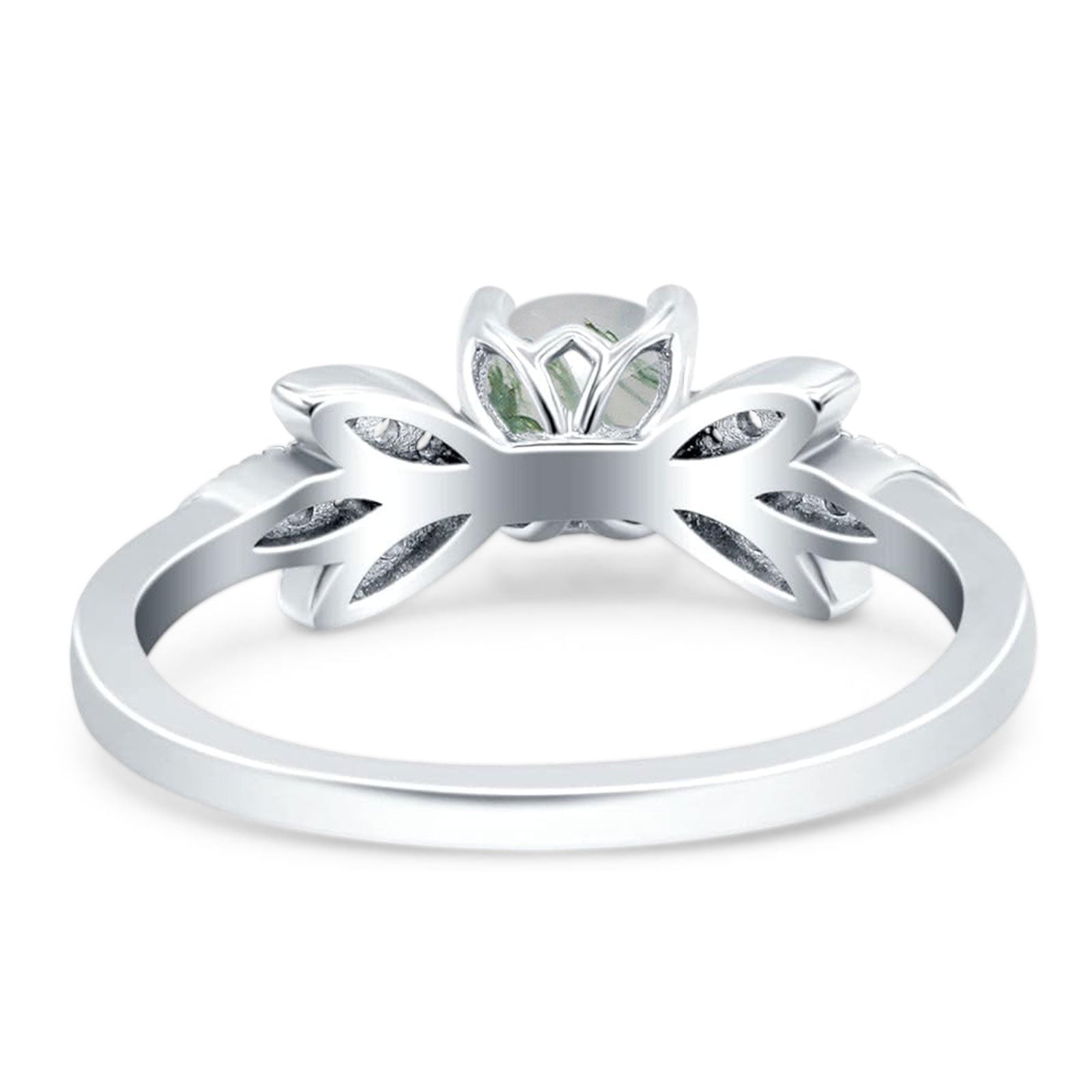 Art Deco Round Natural Stone Floral Ring