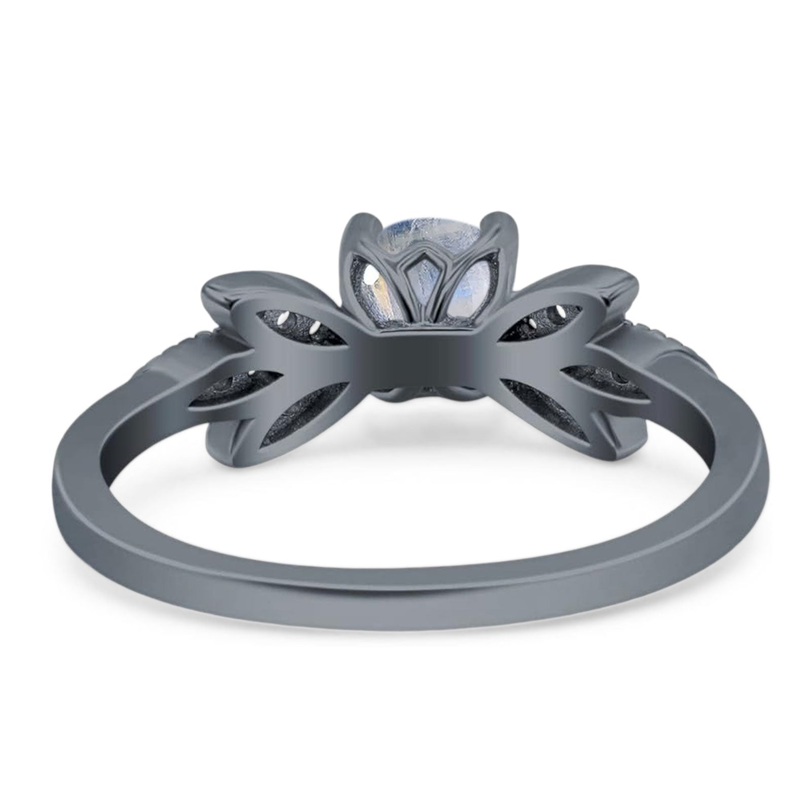 Art Deco Round Natural Stone Floral Ring