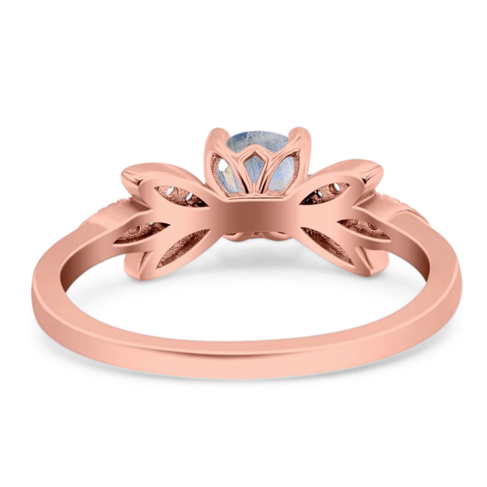 Art Deco Round Natural Stone Floral Ring