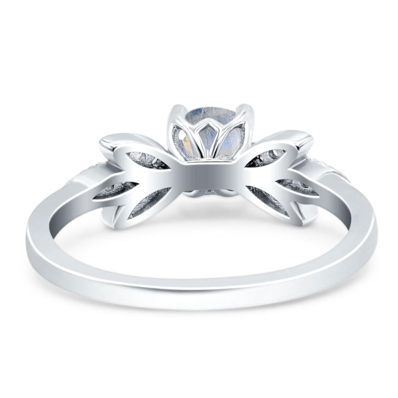 Art Deco Round Natural Stone Floral Ring