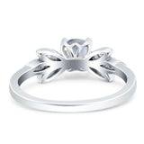 Art Deco Round Natural Stone Floral Ring