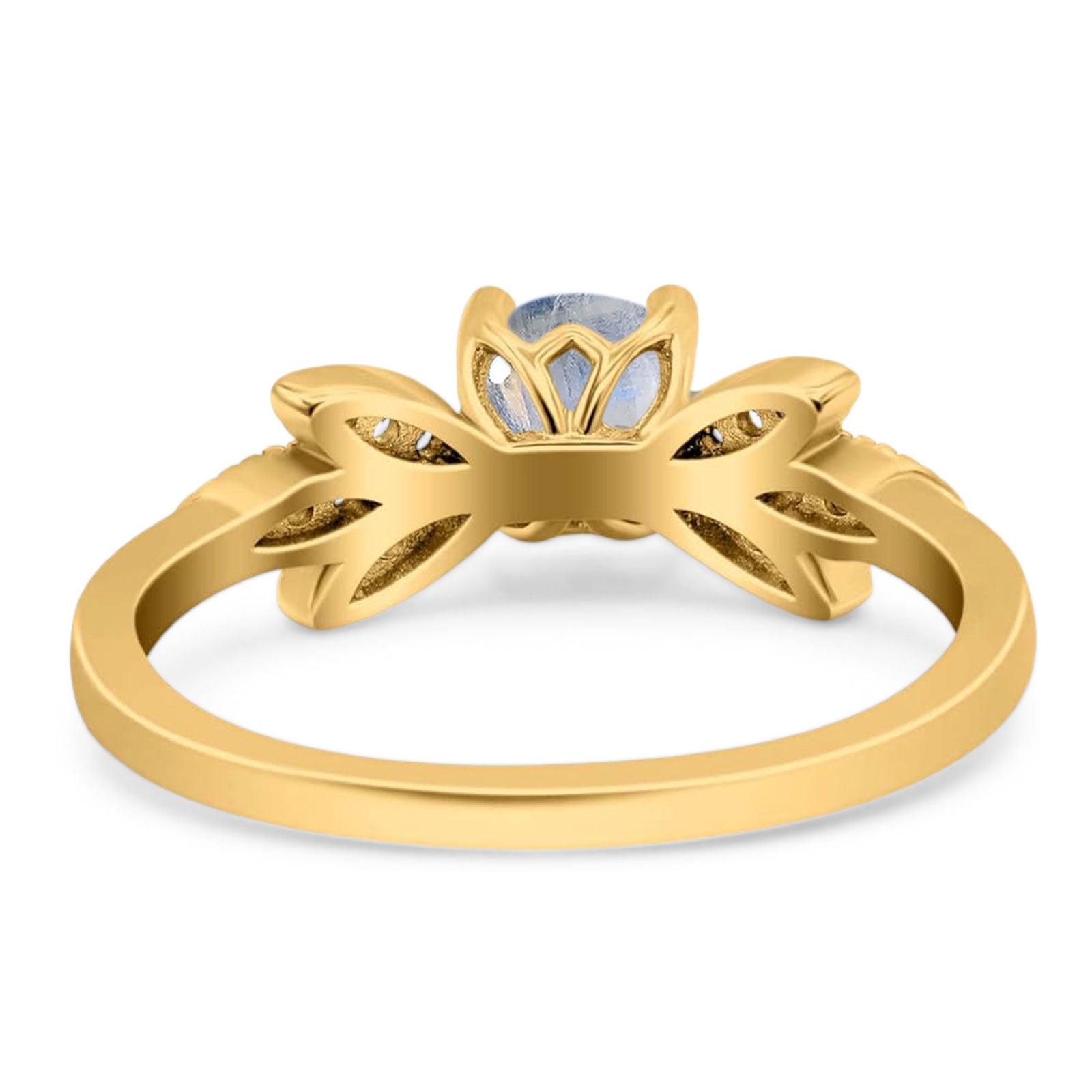 Art Deco Round Natural Stone Floral Ring