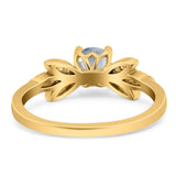 Art Deco Round Natural Stone Floral Ring