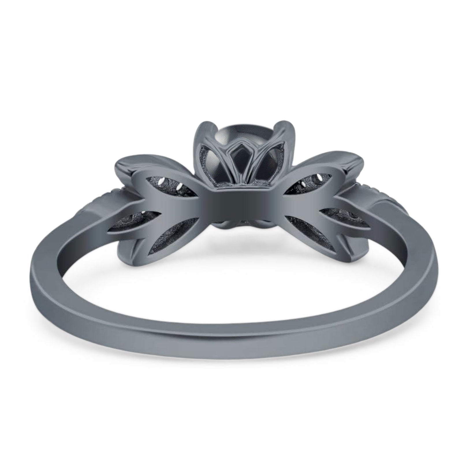 Art Deco Round Natural Stone Floral Ring