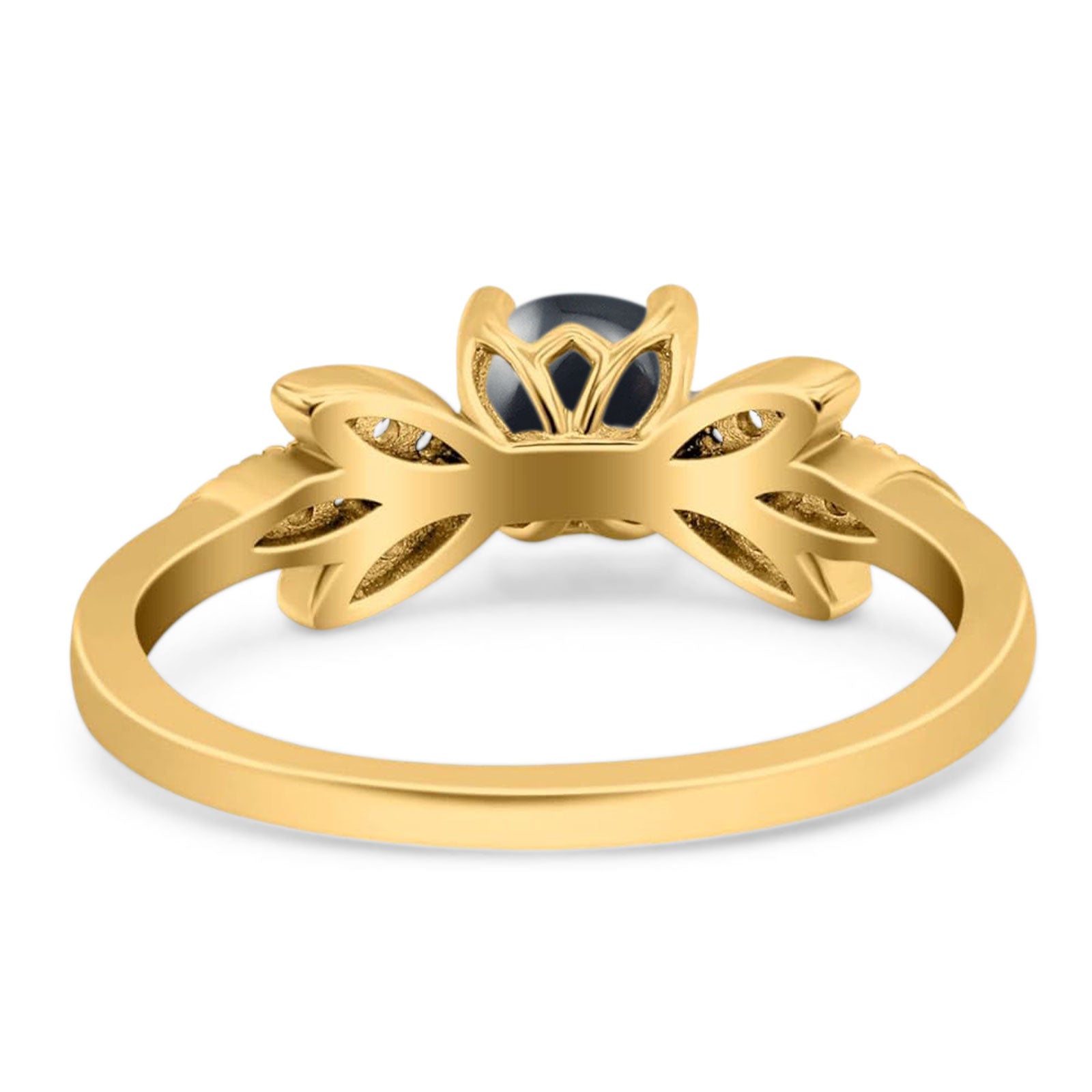 Art Deco Round Natural Stone Floral Ring