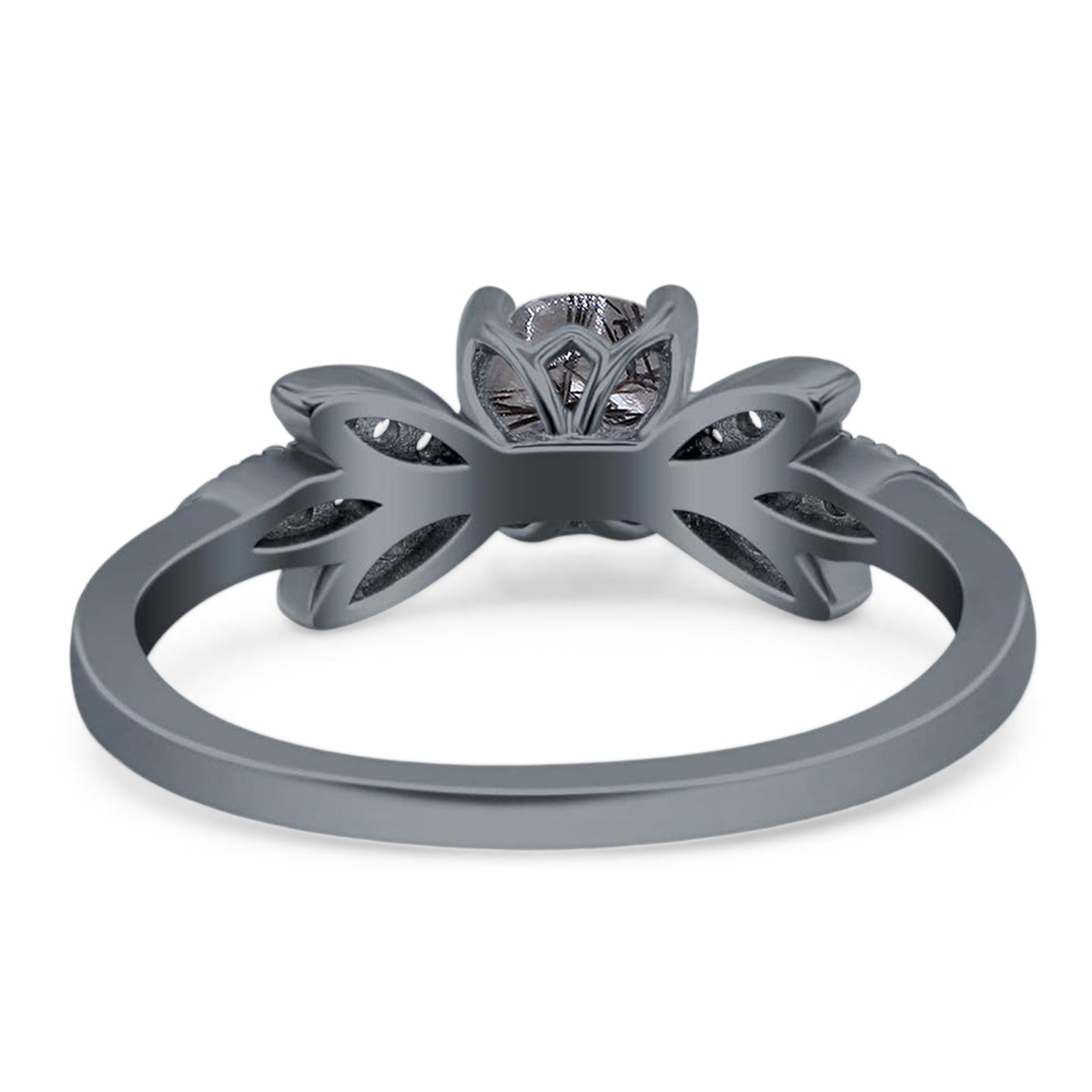 Art Deco Round Natural Stone Floral Ring