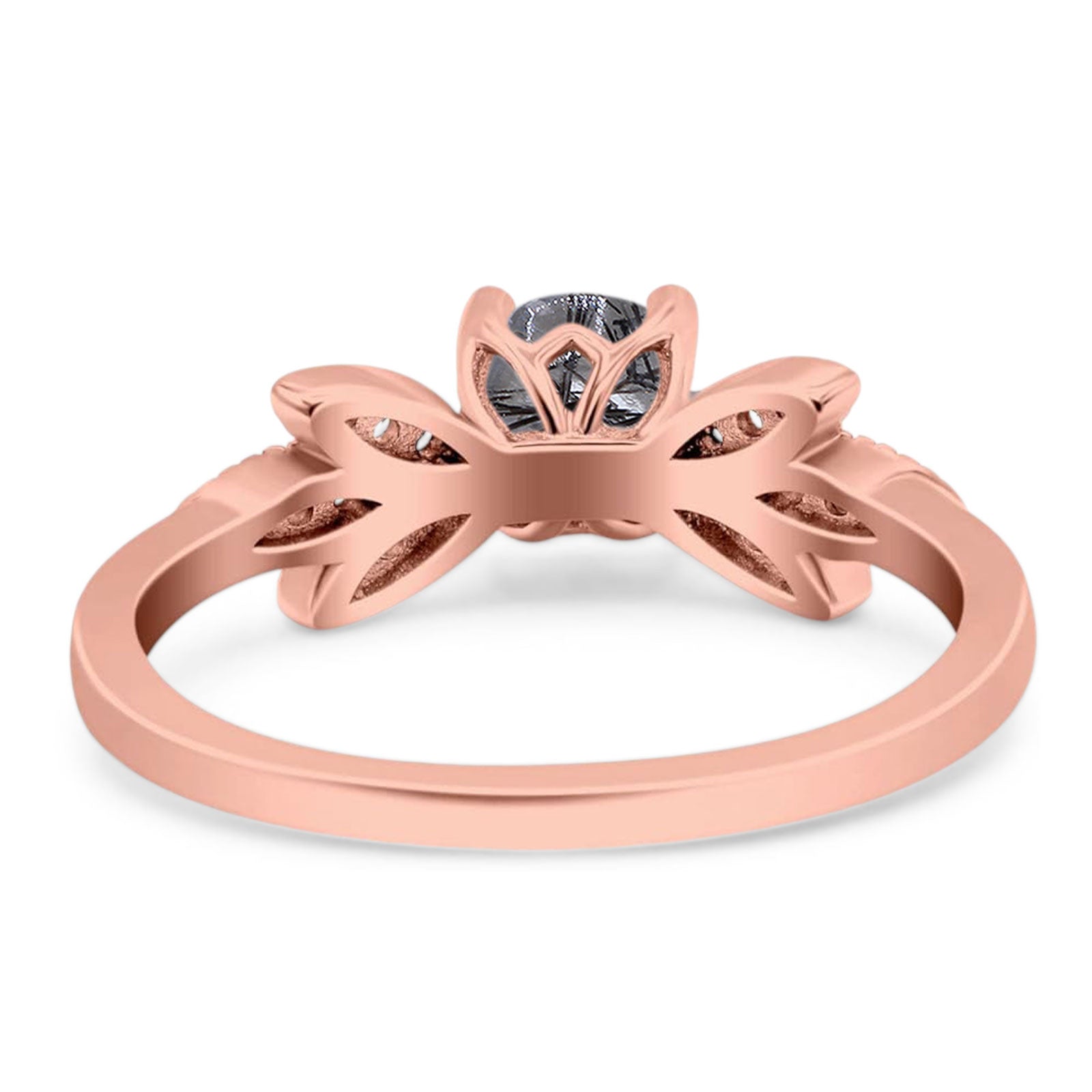 Art Deco Round Natural Stone Floral Ring