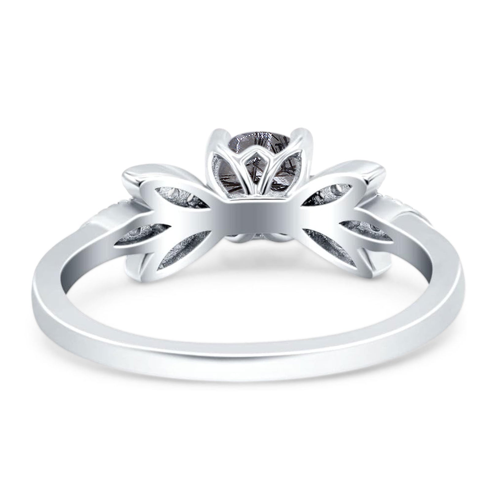 Art Deco Round Natural Stone Floral Ring