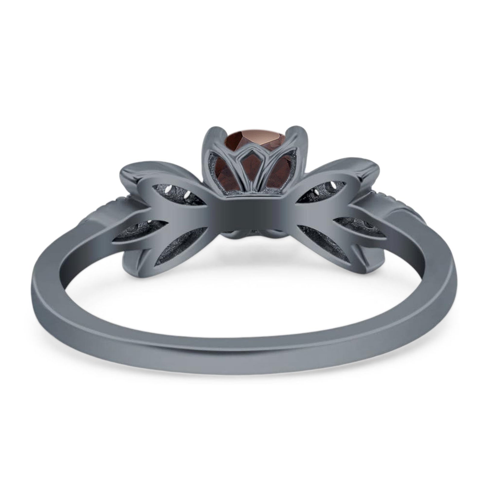 Art Deco Round Natural Stone Floral Ring