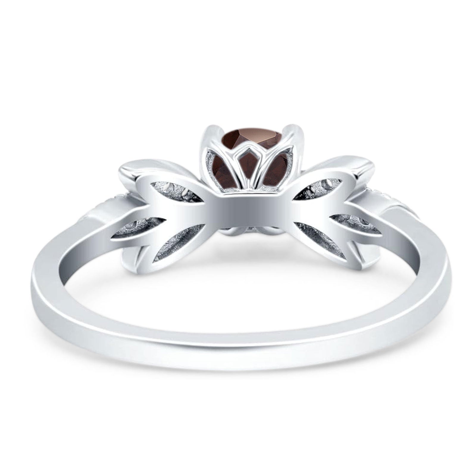 Art Deco Round Natural Stone Floral Ring