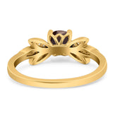 Art Deco Round Natural Stone Floral Ring