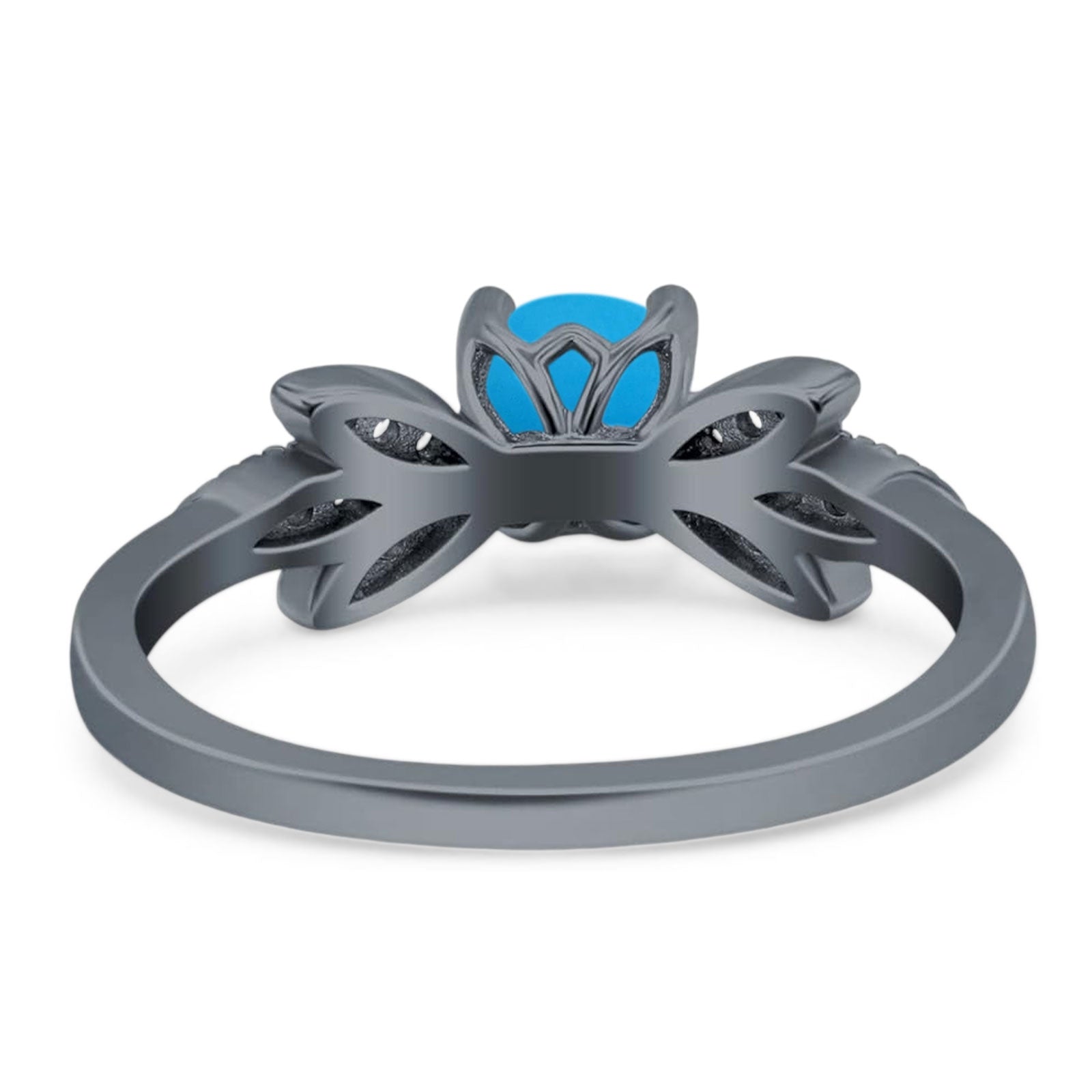 Art Deco Round Natural Stone Floral Ring