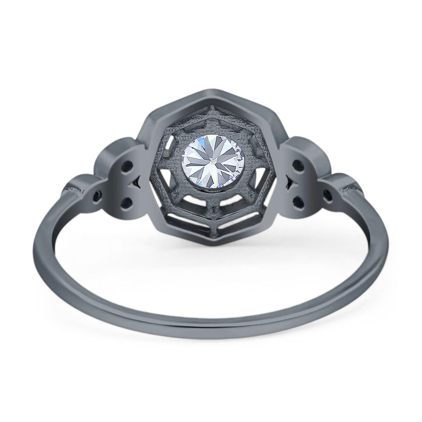 Art Deco Round Natural Stone Beaded Ring