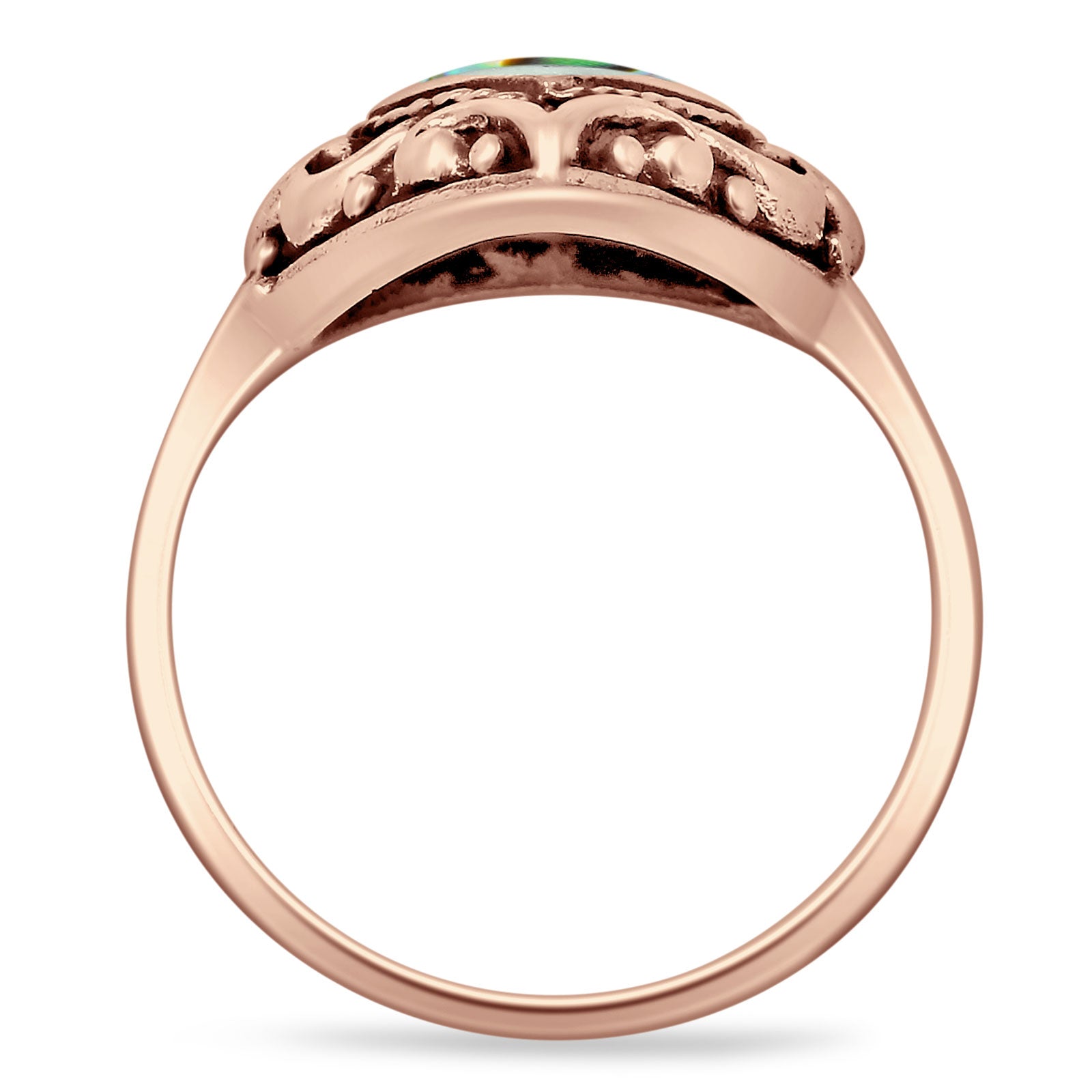 Oxidized Heart Abalone Shell Filigree Ring