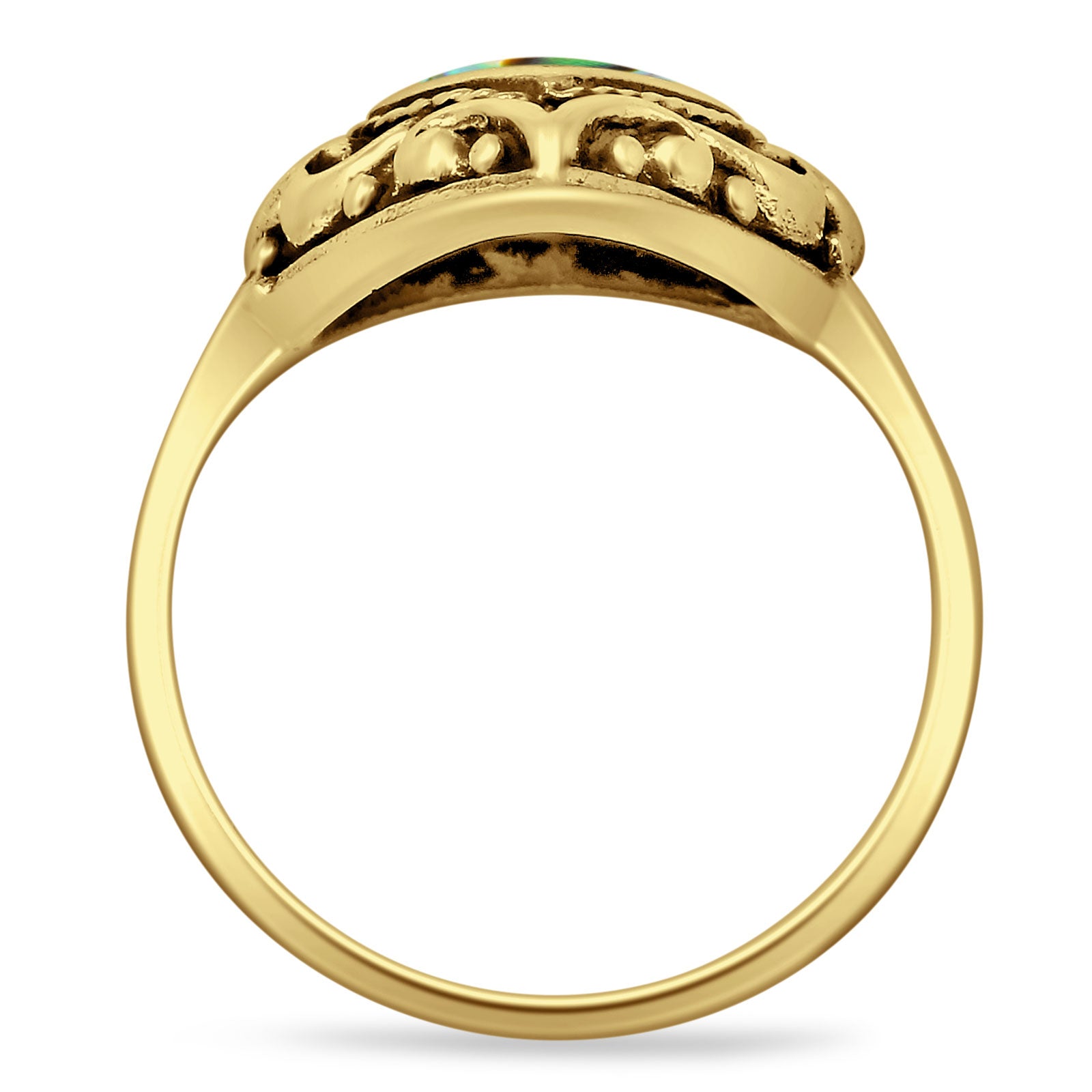 Oxidized Heart Abalone Shell Filigree Ring