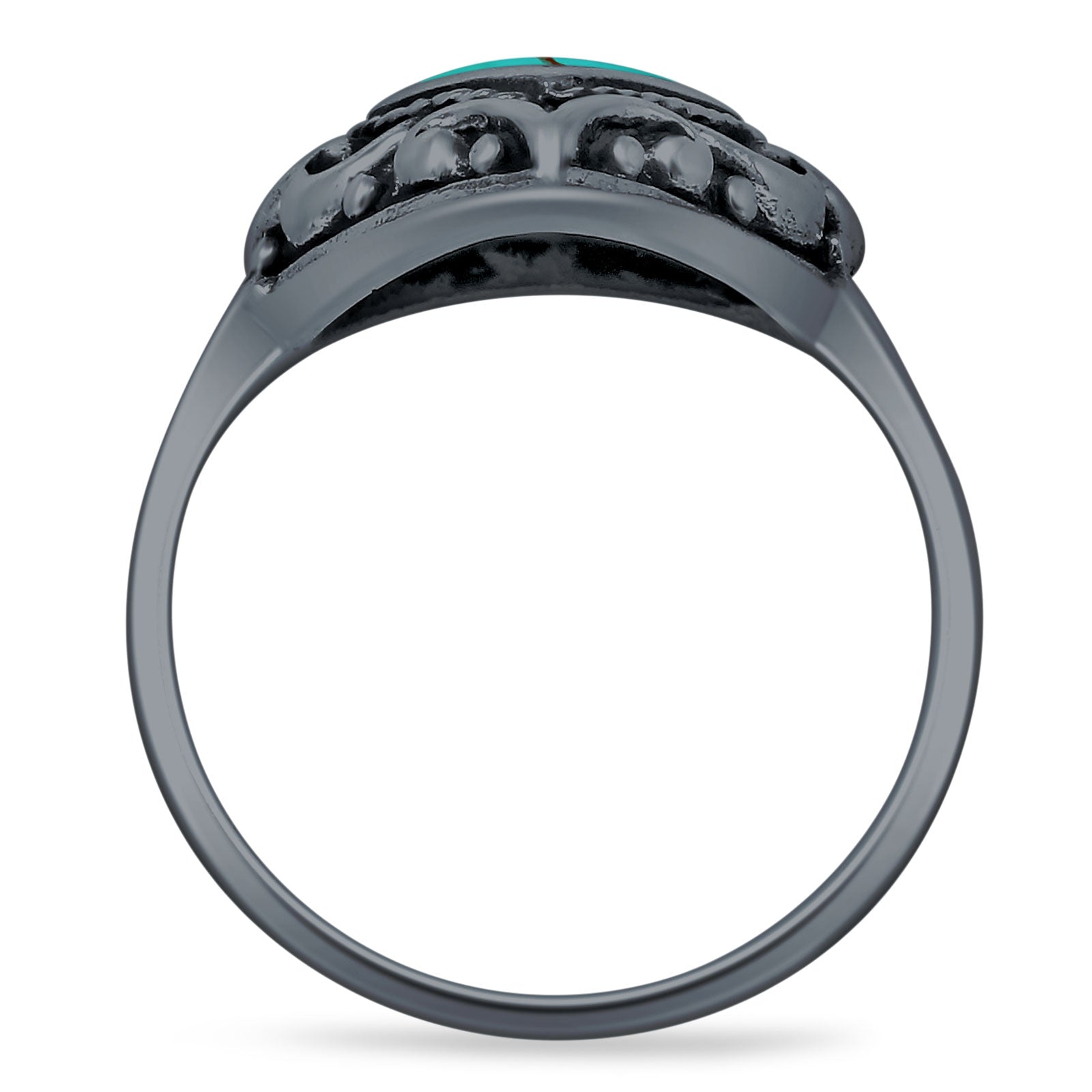 Oxidized Heart Turquoise Filigree Ring