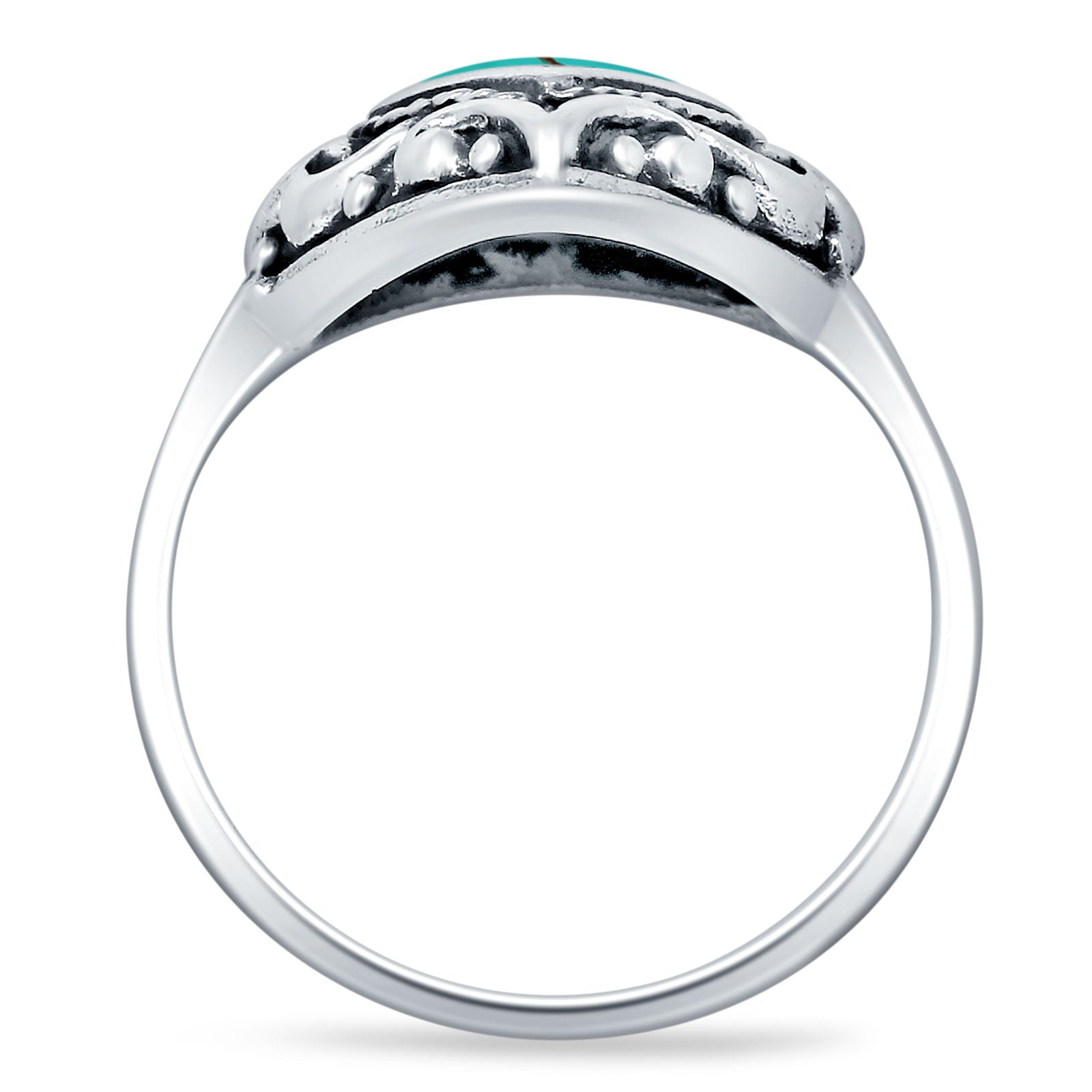 Oxidized Heart Turquoise Filigree Ring