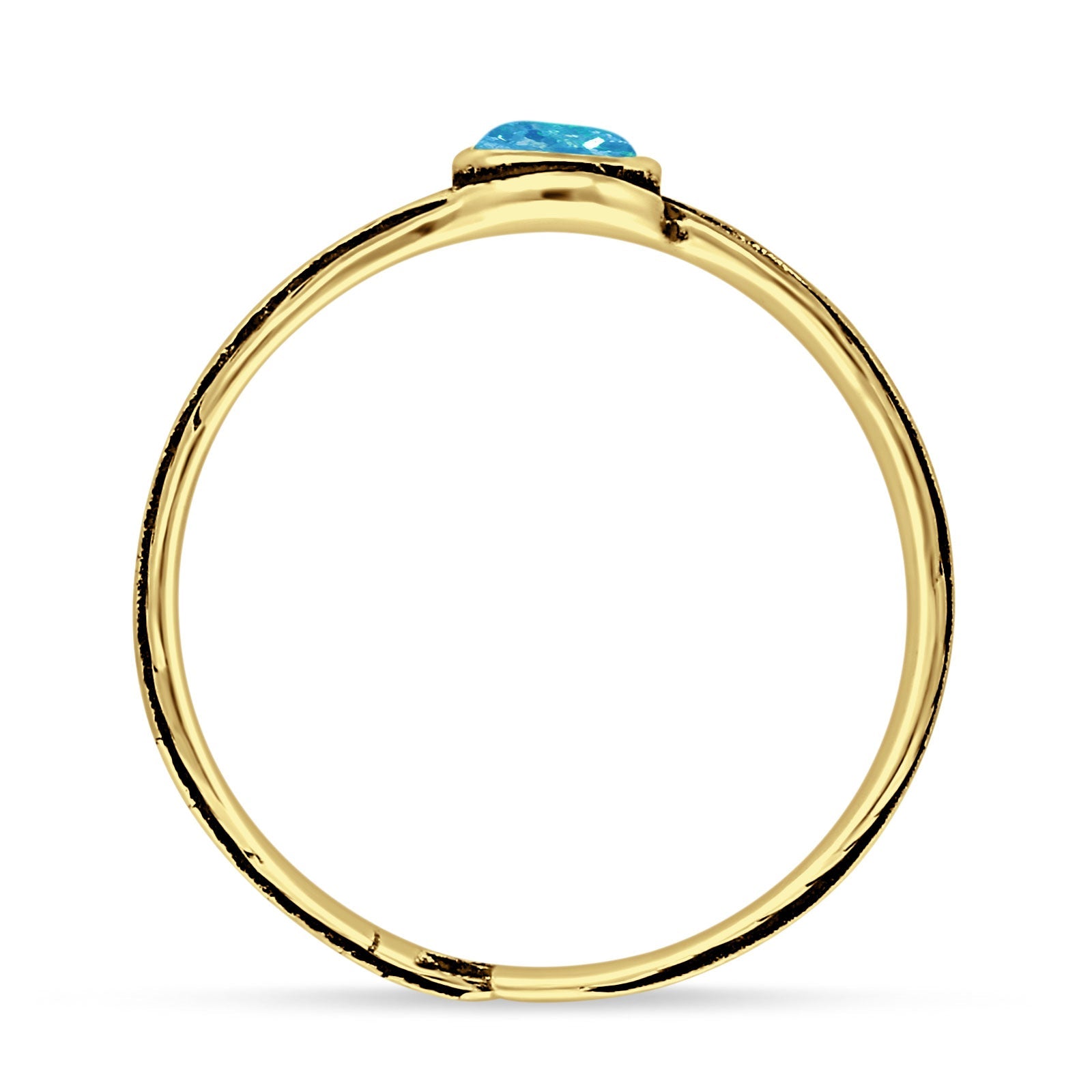 Round BlueOpal Feather Ring