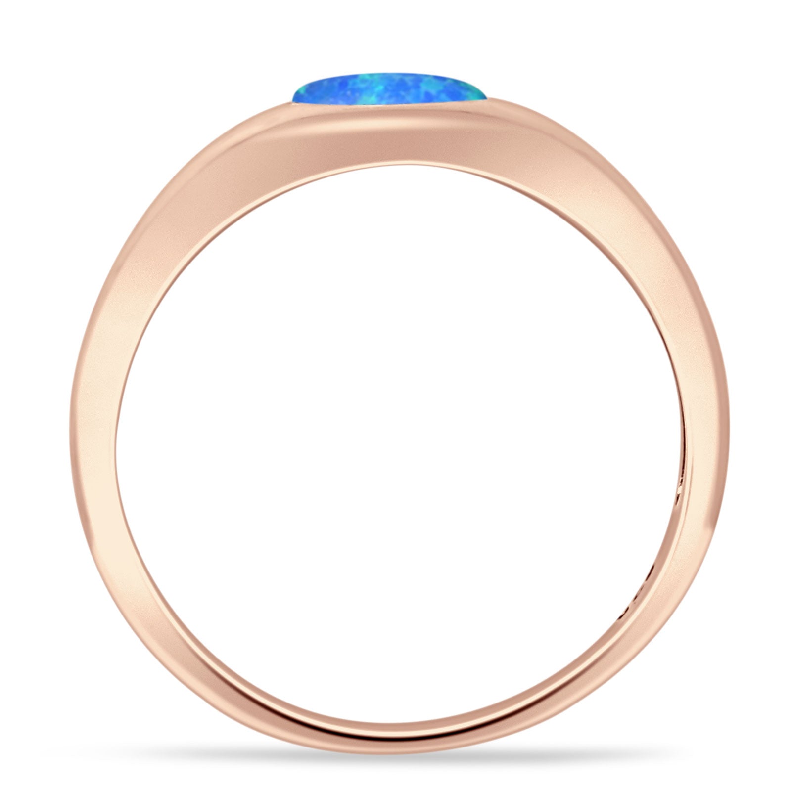 Oval 6mm Lab Created Blue Opal Signet Bold Ring Solitaire 925 Sterling Silver