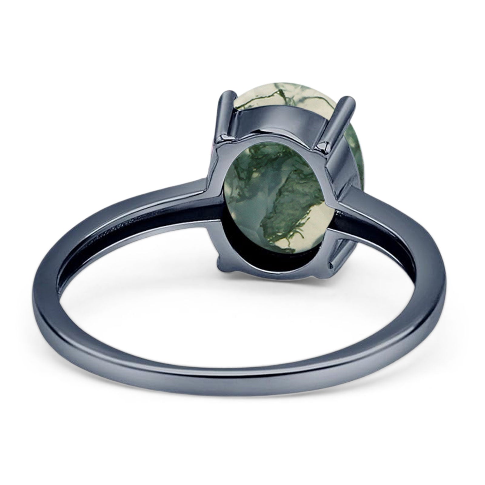 Art Deco Oval Natural Stone Solitaire Ring