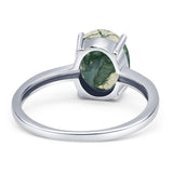 Art Deco Oval Natural Stone Solitaire Ring