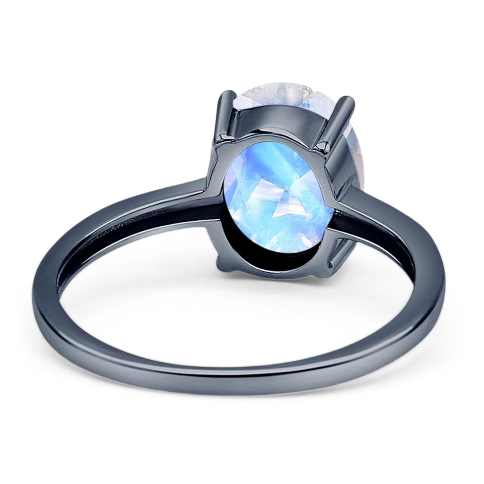 Art Deco Oval Natural Stone Solitaire Ring