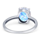 Art Deco Oval Natural Stone Solitaire Ring