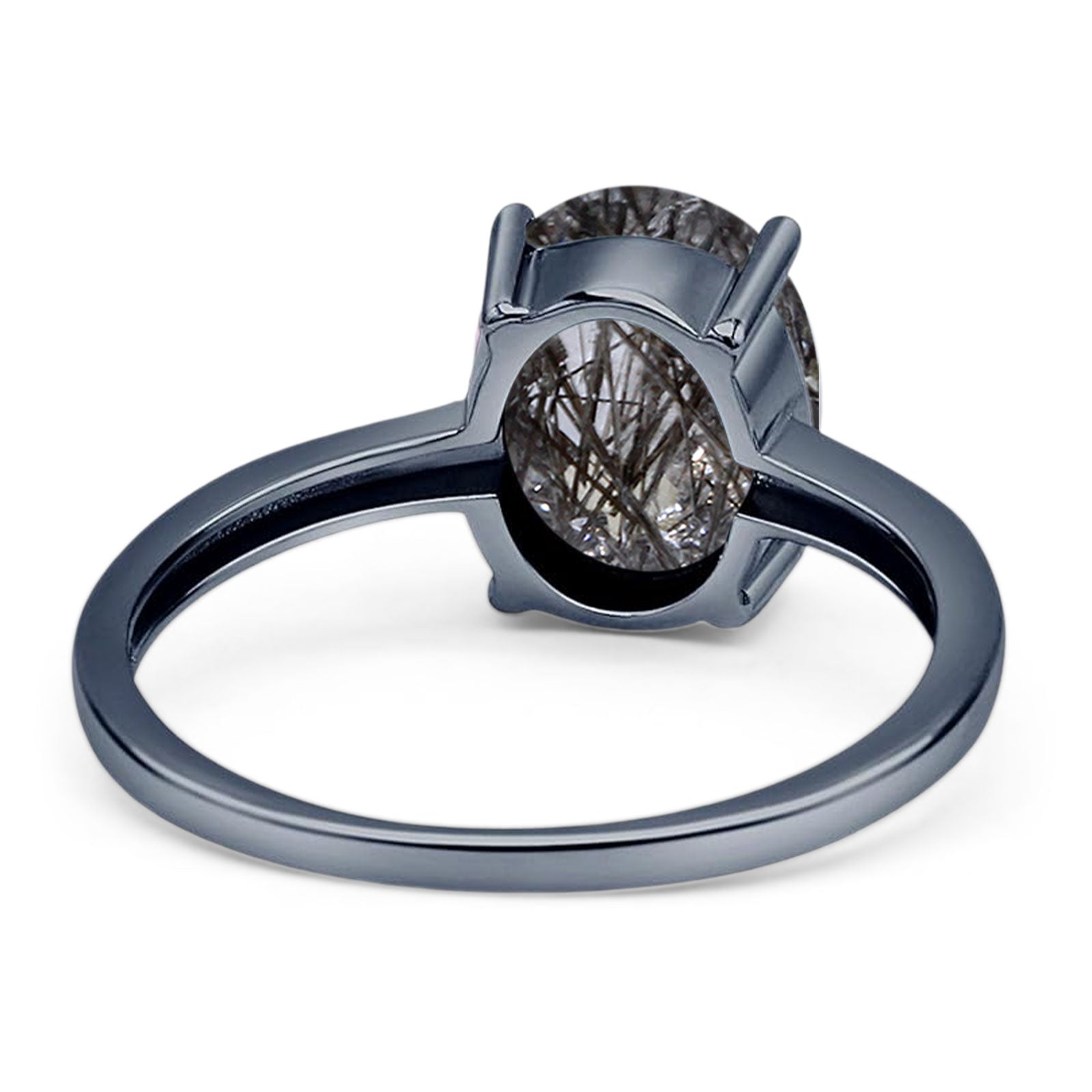 Art Deco Oval Natural Stone Solitaire Ring